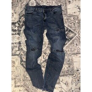 Aero Jeans Mens Soft Flex 34 X 32 Super Skinny Dark Faded Wash Denim